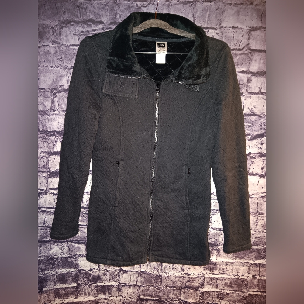 The North Face Long Black Quilted Coat sz Medium